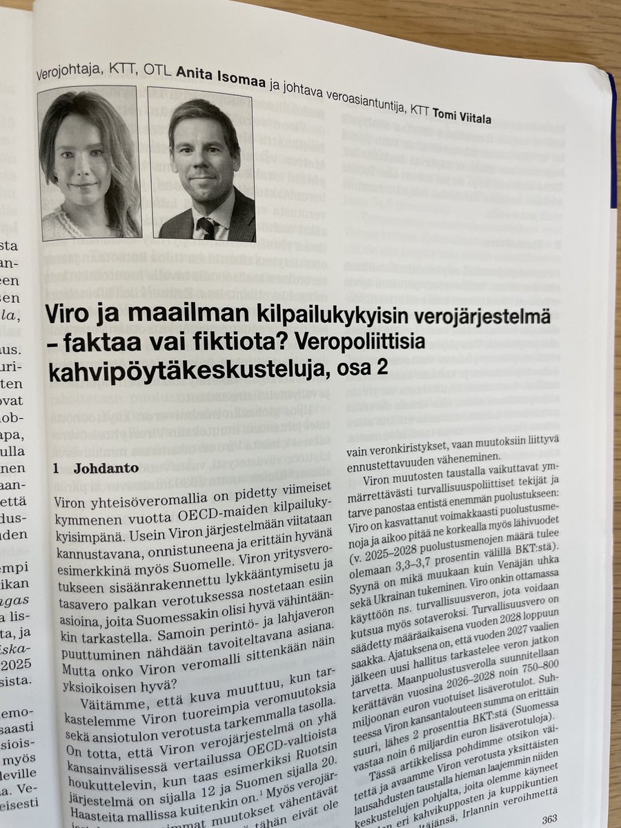 Anita Isomaa (@anitaisomaa_ek) on Twitter photo Uusimmassa <a href="/Verotuslehti/">Verotus-lehti</a>-numerossa on paljon mielenkiintoista asiaa, muun muassa yhdessä <a href="/TomiJViitala/">Tomi Viitala</a> kanssa laadittu kirjoitus Viron verojärjestelmästä.
Artikkelisarjan osa 1 käsitteli Irlantia, kolmannessa osassa tulossa Ruotsi!
verotus-lehti.fi/blog/lehdet-17… Uusimmassa <a href="/Verotuslehti/">Verotus-lehti</a>-numerossa on paljon mielenkiintoista asiaa, muun muassa yhdessä <a href="/TomiJViitala/">Tomi Viitala</a> kanssa laadittu kirjoitus Viron verojärjestelmästä.
Artikkelisarjan osa 1 käsitteli Irlantia, kolmannessa osassa tulossa Ruotsi!
verotus-lehti.fi/blog/lehdet-17…
