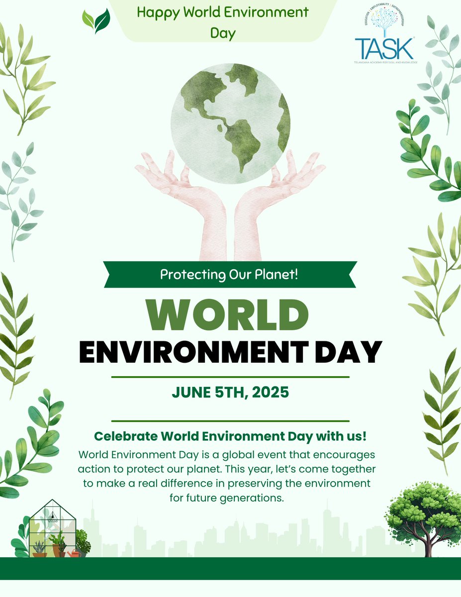 TASK Telangana (@tasktg) on Twitter photo <a href="/tasktg/">TASK Telangana</a> wishing #HappyWorldEnvironmentDay 2025. There is no #PlanetB. One Earth protect it with #everyaction, #everychoice, #everyday.
#GreenSkills #GreenJobs
<a href="/OffDSB/">Sridhar Babu Duddilla</a> Sanjay Kumar <a href="/bhaveshmishra01/">bhaveshmishra</a> <a href="/ShrikantNF/">Shrikant Sinha</a> <a href="/SdTask/">Pradeep Reddy</a> <a href="/SugunakarKoduri/">sugunakar Koduri</a> <a href="/SaveenRedd7461/">Saveen Reddy</a> <a href="/Dady143Rakesh/">Rakesh Reddy Thouda</a> <a href="/tasktg/">TASK Telangana</a> wishing #HappyWorldEnvironmentDay 2025. There is no #PlanetB. One Earth protect it with #everyaction, #everychoice, #everyday.
#GreenSkills #GreenJobs
<a href="/OffDSB/">Sridhar Babu Duddilla</a> Sanjay Kumar <a href="/bhaveshmishra01/">bhaveshmishra</a> <a href="/ShrikantNF/">Shrikant Sinha</a> <a href="/SdTask/">Pradeep Reddy</a> <a href="/SugunakarKoduri/">sugunakar Koduri</a> <a href="/SaveenRedd7461/">Saveen Reddy</a> <a href="/Dady143Rakesh/">Rakesh Reddy Thouda</a>