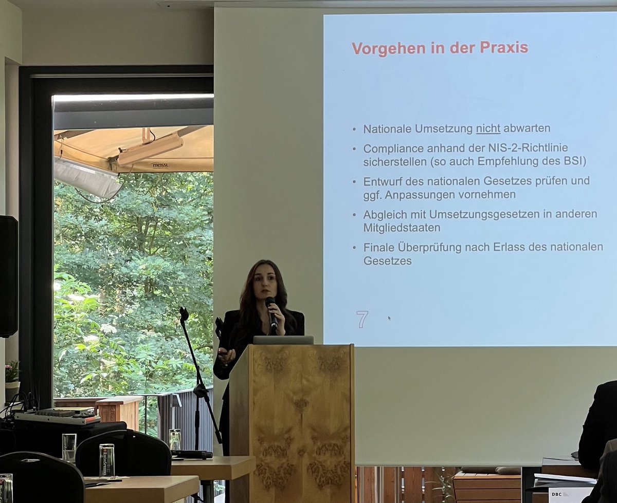 Steve Ritter (@stevejritter) on Twitter photo Wichtiger Hinweis von Christina Kiefer (<a href="/reuschlaw/">reuschlaw 🇺🇦</a>) bei der Digital Business Conference 2025:
Nicht die nationale Umsetzung der NIS-2-Richtlinie abwarten, sondern jetzt die Betroffenheit prüfen und auf die Pflichten schon jetzt vorbereiten!
#ITSicherheit #infosec Wichtiger Hinweis von Christina Kiefer (<a href="/reuschlaw/">reuschlaw 🇺🇦</a>) bei der Digital Business Conference 2025:
Nicht die nationale Umsetzung der NIS-2-Richtlinie abwarten, sondern jetzt die Betroffenheit prüfen und auf die Pflichten schon jetzt vorbereiten!
#ITSicherheit #infosec