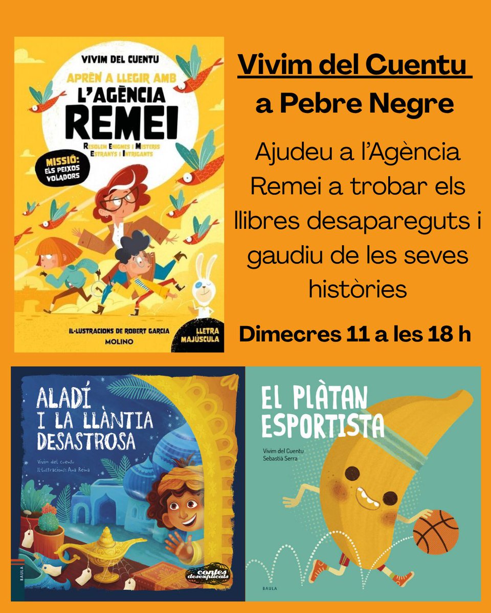 Encara queden places pel contacontes dels increïbles  <a href="/vivimdelcuentu/">Vivim del Cuentu</a> !
Una oportunitat perfecta per descobrir les seves col·leccions; per a petits, primers lectors i més!
Reserva la teva plaça a llibreria@pebrenegre.cat o trucant al 931 79 75 42
