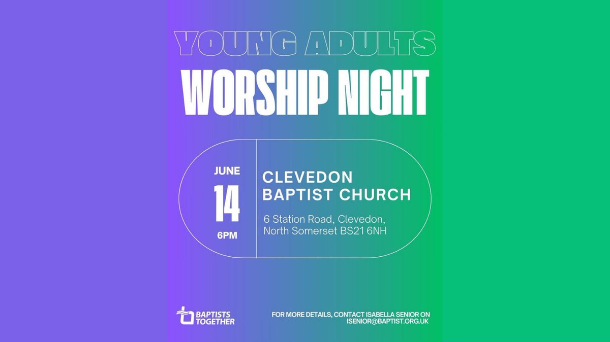 webnet (@webnetcomms) on Twitter photo Young Adults Worship Night
If you're aged 18 - 35 and love to worship, then join <a href="/clevedonbaptist/">Clevedon Baptist</a> who are hosting a worship evening with <a href="/baptistuniongb/">Baptists Together</a> on Saturday 14th June
#baptiststogether #worshipnight #youngadults #webnet Young Adults Worship Night
If you're aged 18 - 35 and love to worship, then join <a href="/clevedonbaptist/">Clevedon Baptist</a> who are hosting a worship evening with <a href="/baptistuniongb/">Baptists Together</a> on Saturday 14th June
#baptiststogether #worshipnight #youngadults #webnet