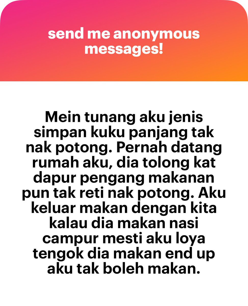 Ang potong la kuku dia. Ajar sikit pasal personal hygiene 

The ordinary niacinamide 10% + zinc 1%-30ml/120 ml  brightening, oil control, acne-prone skin s.lazada.com.my/s.oCK6C s.shopee.com.my/7fL4VA9JwR