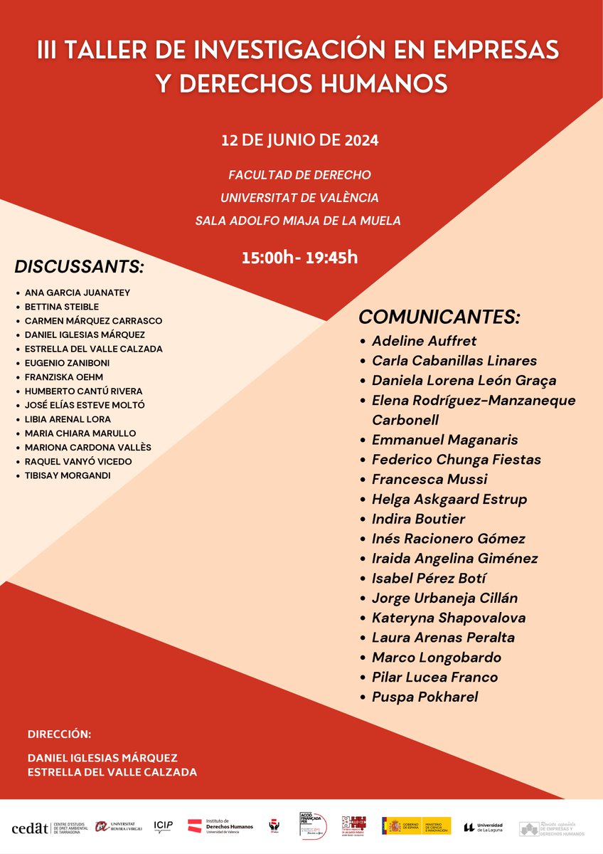 III Taller de investigación en empresas y derechos humanos

📅 12 de junio de 2025
➡️ aepdiri.org/index.php/acti…

#Aepdiri #DerechoInternacional #DIP #DIPr #RelacionesInternacionales #RRII