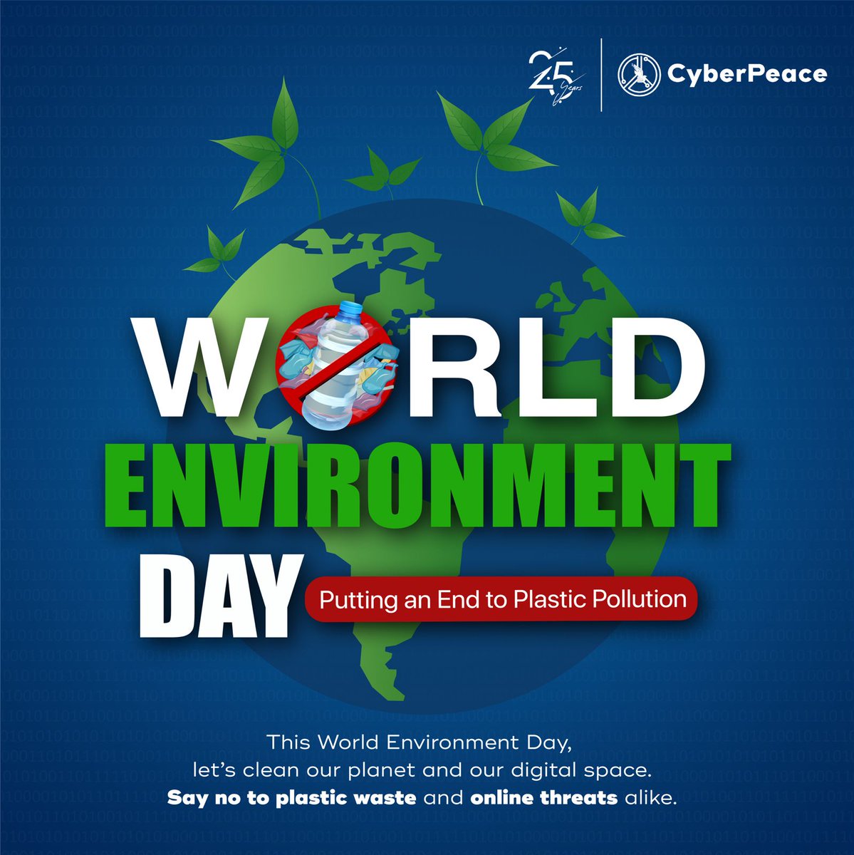 cyberpeacengo's tweet photo. This #WorldEnvironmentDay, let’s clean up both our planet and our digital world.
Just like plastic pollutes nature, cyber threats pollute the internet.
🛡️ Choose sustainability. Choose cyber hygiene.
#BeatPlasticPollution #WED2025 #CyberCleanUp #CyberPeace☮ https://t.co/2O6cGmXnS9