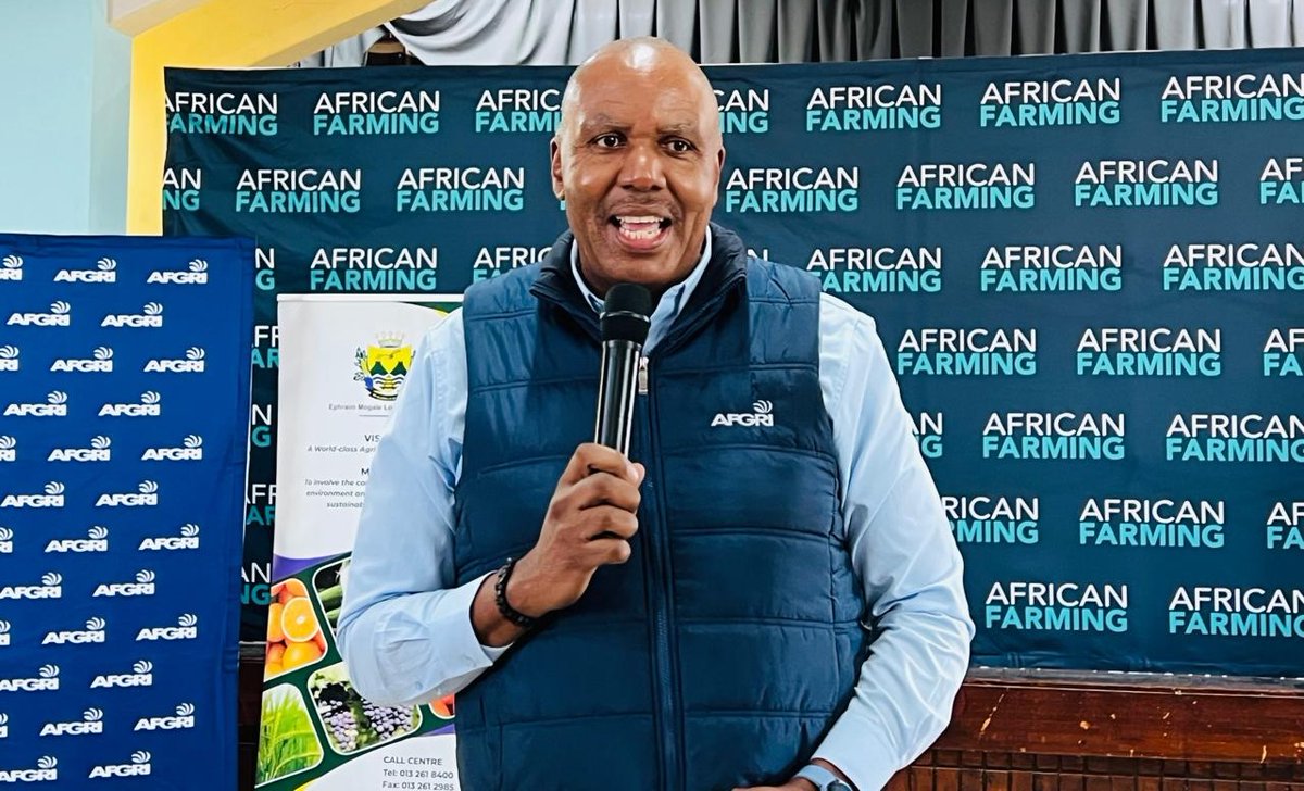 Sylvester Lubambo, a development specialist at AFGRI Farmer Development (AFD), sharing his knowledge and advice with the attendees at our African Farming Financial and related Production Matters Workshop taking place at the Marble Hall Town Hall in Limpopo today.

Proudly