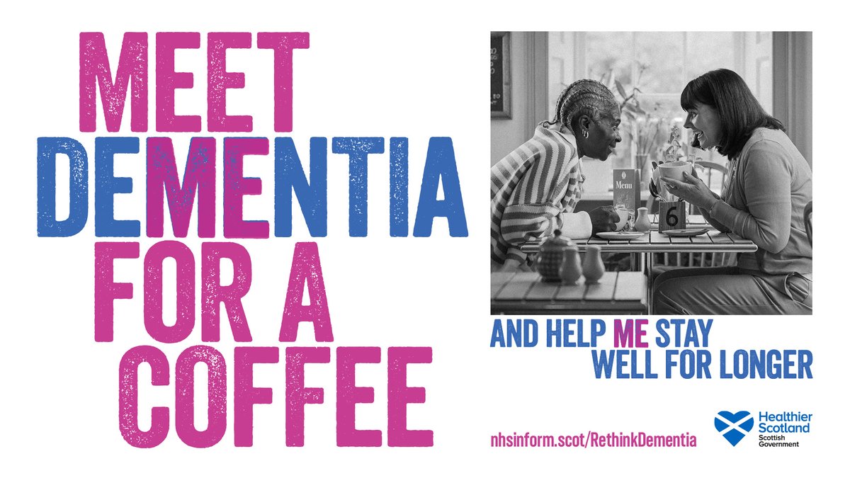 Staying connected matters. 💙

A friendly chat, a walk together or just being there can make a huge difference to someone living with dementia.

This #DementiaAwarenessWeek, let’s #RethinkDementia and how we show up for each other.

👉 nhsinform.scot/RethinkDementia