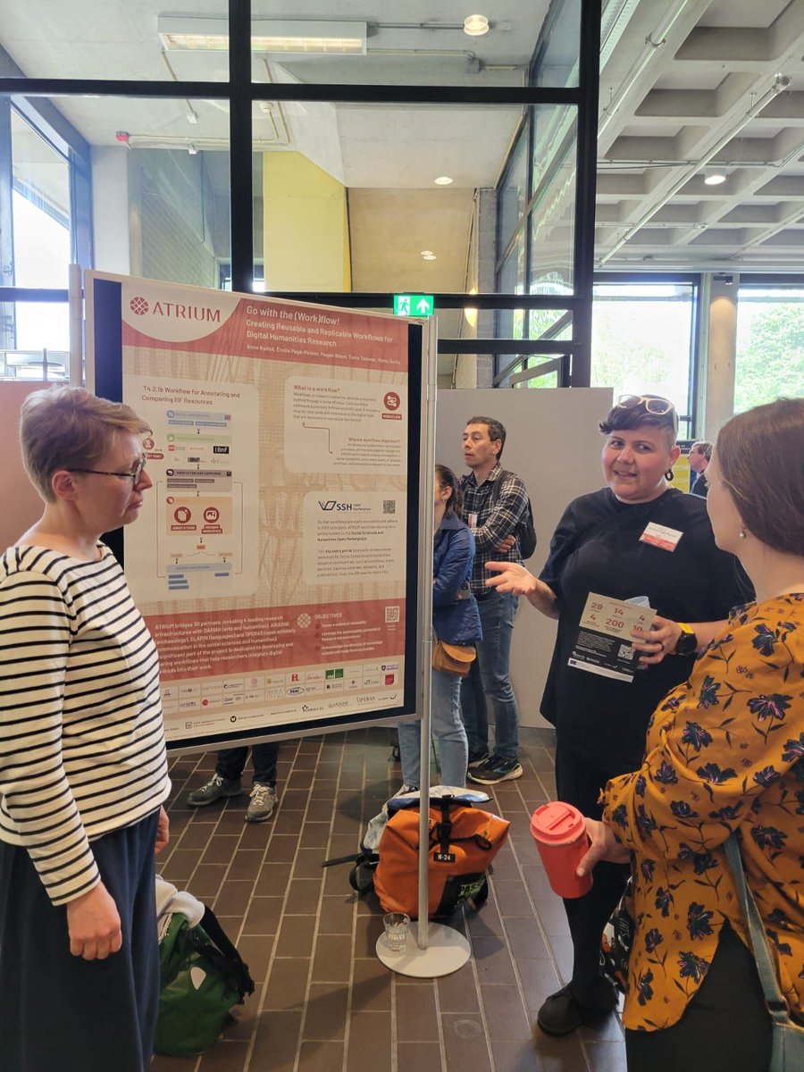 More updates from #DHBenelux! 

The ATRIUM poster is entitled "Go with the (Work)flow! Creating Reusable and Replicable Workflows for Digital Humanities Research", authored by Anne Baillot, Megan Black, Toma Tasovac, Matej Ďurčo (DARIAH-EU) &amp; Émilie Pagé-Perron (ARIADNE).