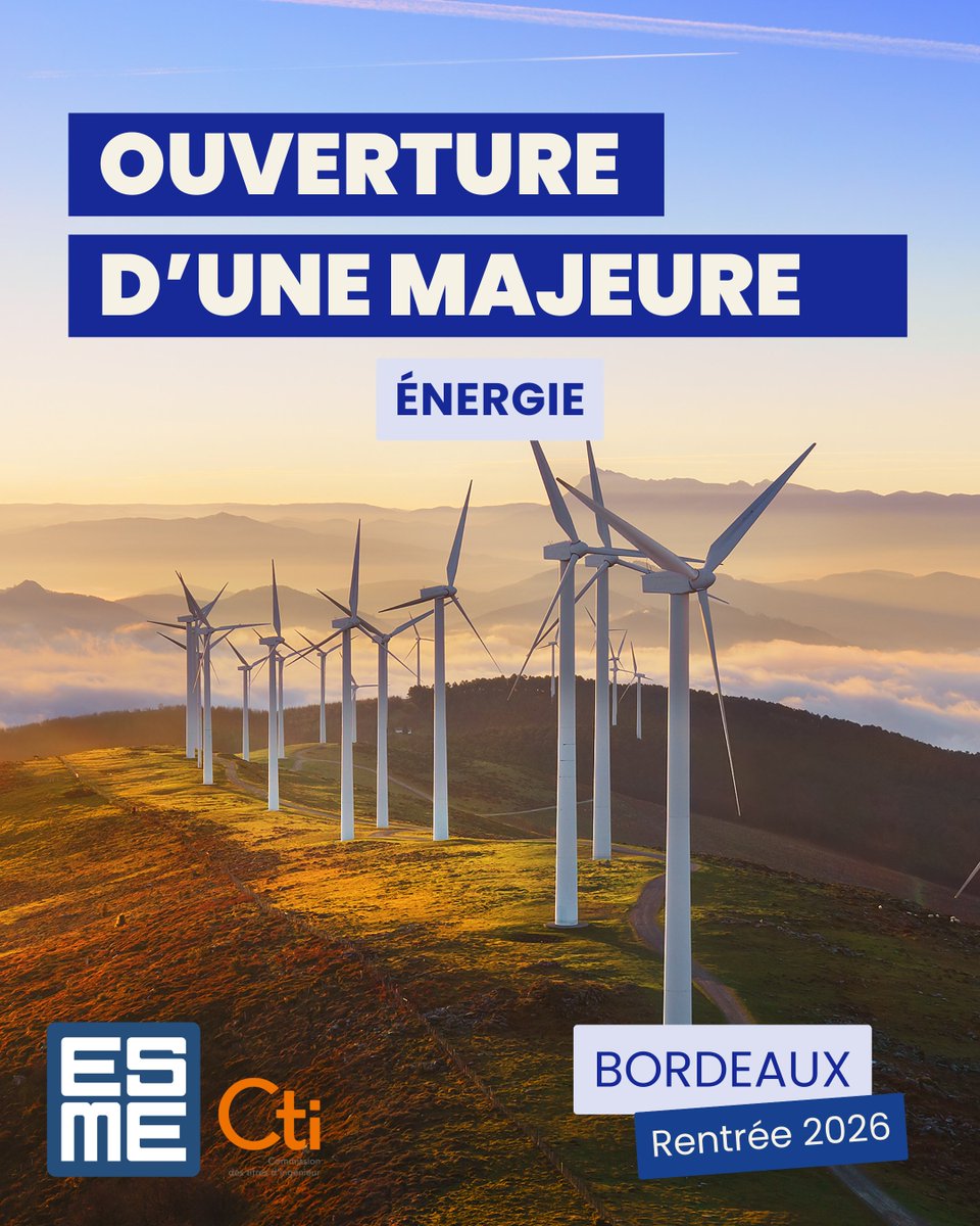 Suite à la décision de la Commission des titres d'ingénieur (CTI),  l’ESME obtient non seulement le renouvellement de son diplôme  d’ingénieur pour 5 ans (la durée maximale), mais aussi l’ouverture  complète du cycle ingénieur à #Bordeaux pour la rentrée 2026 ! 🔋