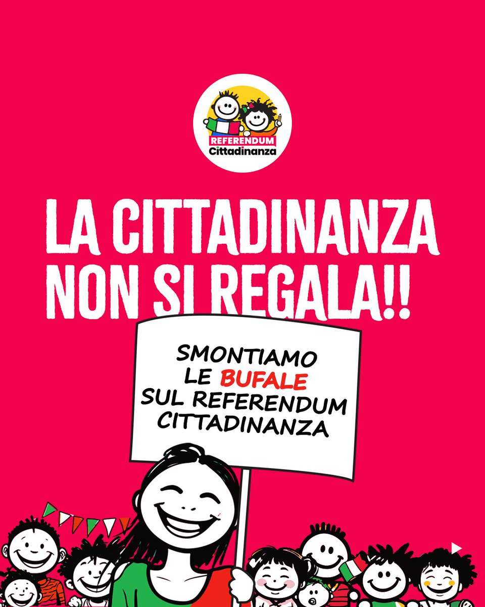 RefCittadinanza's tweet photo. Bufale ripetute in tv, nei talk show, sui social. Sempre le stesse, sempre infondate.

Le abbiamo smontate, una per una.

Perché la verità è una sola: il #ReferendumCittadinanza migliorerebbe la vita di persone che già vivono, studiano, lavorano in Italia.

Aiutaci a diffonderla. https://t.co/7XGmxpNJ2y