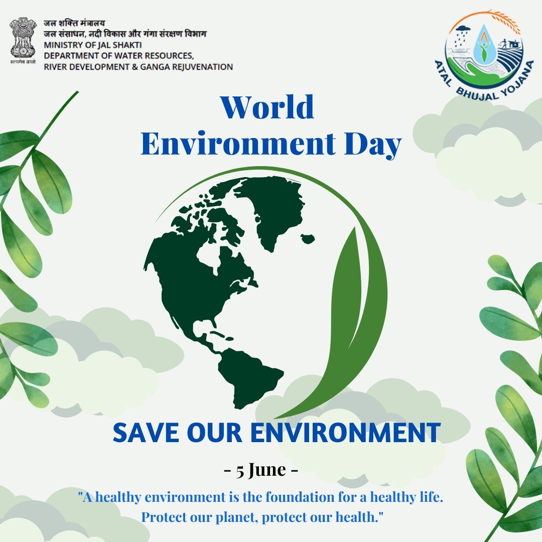 🌍💧 This #WorldEnvironmentDay2025 , let’s pledge to protect our planet—starting with groundwater.
Atal Bhujal Yojana is empowering communities to manage water sustainably through collective action &amp; local leadership.
Together, let’s nurture nature from the ground up! 🌱 #AtalJal