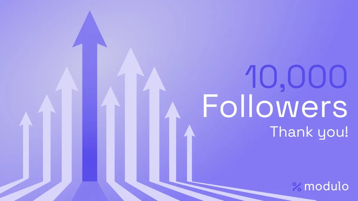 ModuloFinance's tweet image. 🎉 We’re thrilled to celebrate 10,000+ followers on X!

Thank you for joining us on this journey to revolutionize cross-chain DeFi.

Stay tuned - Modulo is just getting started! 🚀
