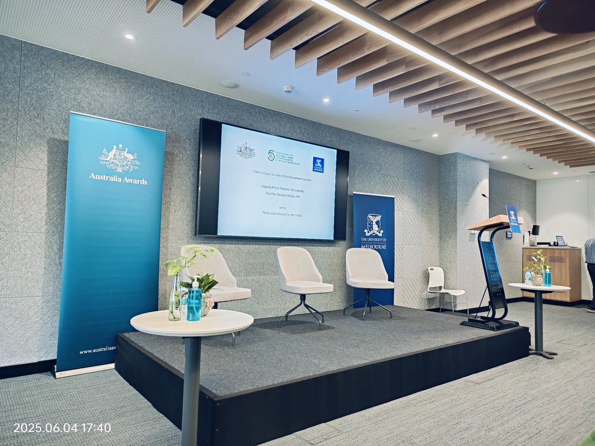 TF_DSWBA23's tweet image. Such a pleasure to be part of the 5-year celebration of 🇦🇺🇮🇳 education ties at @UniMelb Global Centre with Australia’s Deputy PM @RichardMarlesMP! Grateful to hear him speak on the value of strong education partnerships. #KnowledgePartnership #AustraliaIndia #EducationDiplomacy
