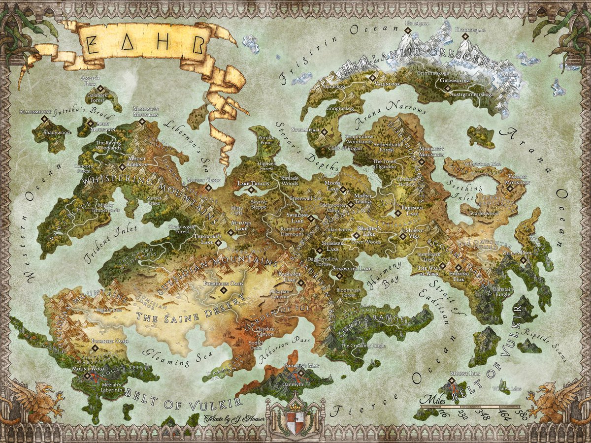 🌎 The Geography of Eahr 🌎
 
"A map of the geographical features to be found in the lands of Eahr."
 
🎨 Map by The Forever Dungeon Master on our Explore page, created using our Fantasy World style.

#maps