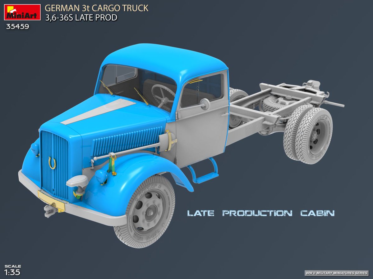 New #MiniArt Kit Coming Soon:
35459 GERMAN 3t CARGO TRUCK 3.6-36S LATE PROD
miniart-models.com/product/35459/
Plastic Model Kit 1:35 Scale
