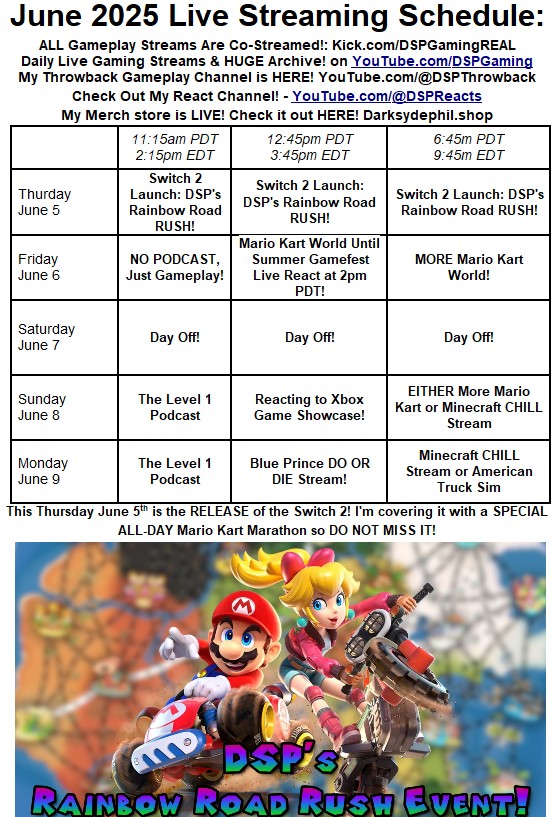 Thursday is my BIG Rainbow Road Rush MARATHON event for the launch of the Switch 2! Be there in the morning for the LIVE unboxing and testing of TONS of accessories! Then we play Mario Kart World ALL DAY LONG to unlock Rainbow Road! DO NOT MISS IT!