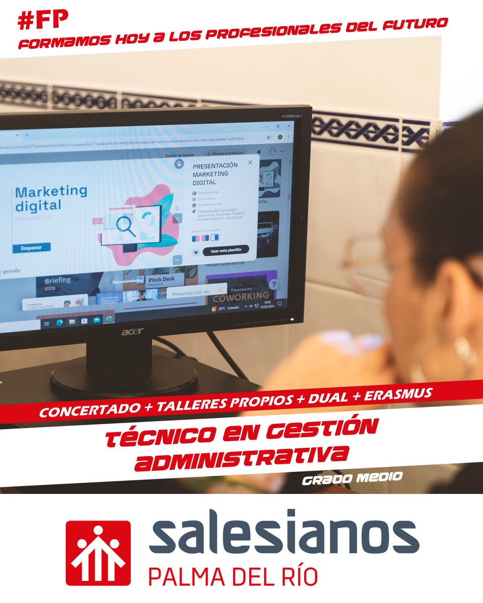 SalesianosPAL's tweet photo. En nuestro centro podrás estudiar el Ciclo Formativo de Grado Medio en Gestión Administrativa. 

#SalesianosPalmaDelRio #Salesianos #SomosFuturo #CreciendoJuntos #FormacionProfesional #GradoMedio #GestionAdministrativa https://t.co/P3xrfsu0OI