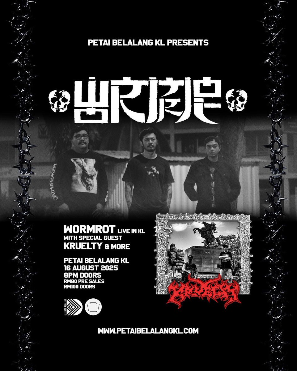 Excited to announce <a href="/Wormrot/">Wormrot</a> and <a href="/krueltyjphc/">KRUELTY</a> live in KL on 16th August! Pre sales available now via our web 💥🥊

more bands to be announced soon..👀