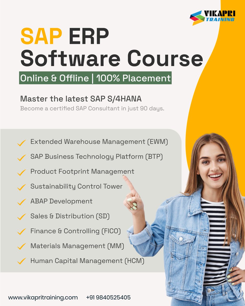 VikapriT's tweet image. Master any SAP module with latest version of SAP ERP Software

✅ 1-on-1 training 
✅ Free server access 
✅ Weekend and weekday class 
✅ Recorded live session
✅ Placement support

Schedule your free DEMO Now
+91 9840525405 | vikapritraining.com

#sap #sapcourse #saphana