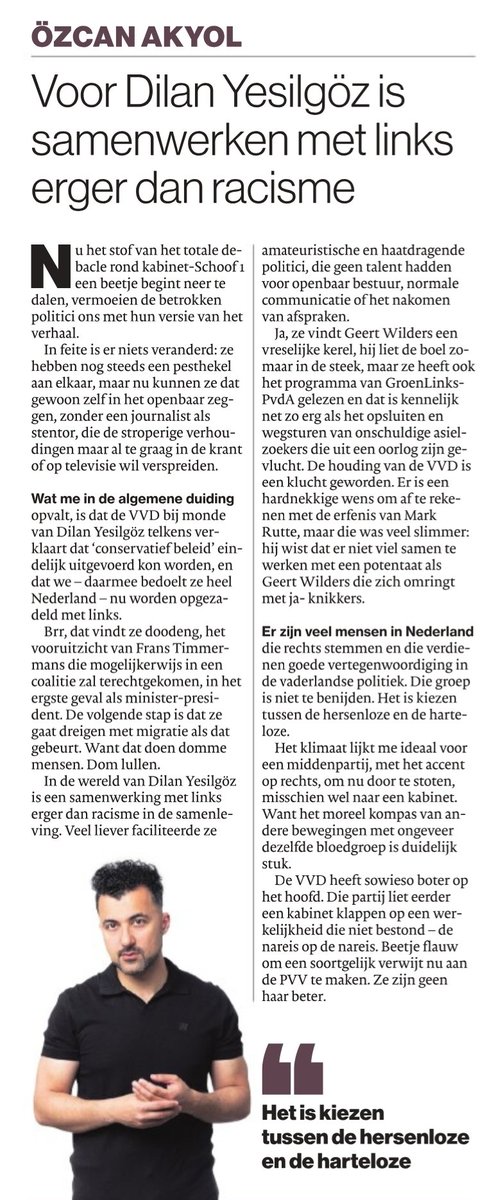 Column: voor Yeşilgöz is links erger dan racisme.