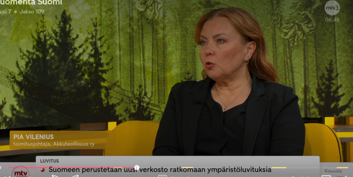 📢 Suomeen ollaan rakentamassa uutta verkostoa edistämään keskustelua ympäristöluvituksesta.

Aiheesta olivat tänään keskustelemassa MTV:n Huomenta Suomessa Kemianteollisuuden ja Akkuteollisuuden <a href="/VileniusPia/">Pia Vilenius</a> sekä Puhtaan Meren Puolesta -yhdistyksen <a href="/OutiLankia/">Outi Lankia</a>.