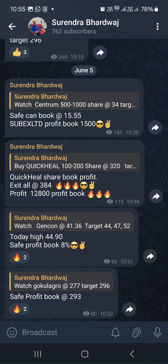 Surendraanalyst's tweet photo. You can jion the #premium group for more such calls
Last 3 days profit book
#FIBERWEB 6250
#LYPSAGEMS 1850
6250+1850(today) =8100
😎✌️🔥🔥
Today profit book
#QUICKHEAL share profit book 12500 😎✌️
#SUBEXLTD share profit 1500
#GENCON 8% profit book
GOKULAG 277 to 293
To join the premium group you can message me on WhatsApp @9928524806
#Nifty #banknifty #sensex #stock
Jion Free telegram link
https://t.co/KQA14eJsem