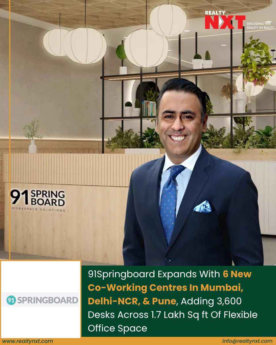 RealtyNXT's tweet photo. #News | 91Springboard grows its co-working presence with 6 new centres across India, catering to corporates and startups.

#RealtyNXT #CoworkingIndia #91Springboard #FlexibleWorkspaces #StartupEcosystem #OfficeSpaceTrends https://t.co/hM3Q696mpJ