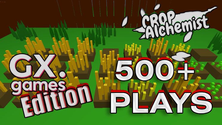 #indiegame 
A bit later than it happening but a thanks again for both the 500+ plays on Crop alchemist over on <a href="/GXgamesOfficial/">GX.games</a> 

Aswell as the over 171 Thousand plays on morror.

Btw crop alchemist V.0.6.0 is out now with a new booster system and researchable upgrades