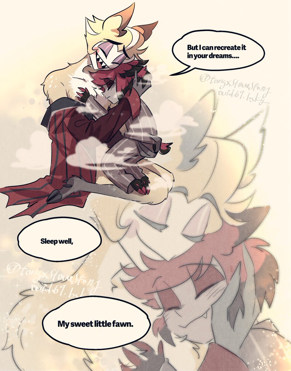 Day 5: Fawns/Pregnancy
I'm baaack!
Luci's scent🍎 triggered something deep inside Alastor...That's my headcanon, and I finally get the chance to do this in my comic...!💖

#DOELUCIFERWEEK2025 #radioapple