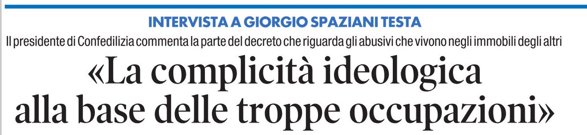 Grazie a <a href="/pietrodeleo/">Pietro De Leo</a> e a <a href="/tempoweb/">IL TEMPO</a> per questa intervista su #DecretoSicurezza e occupazioni abusive di immobili.