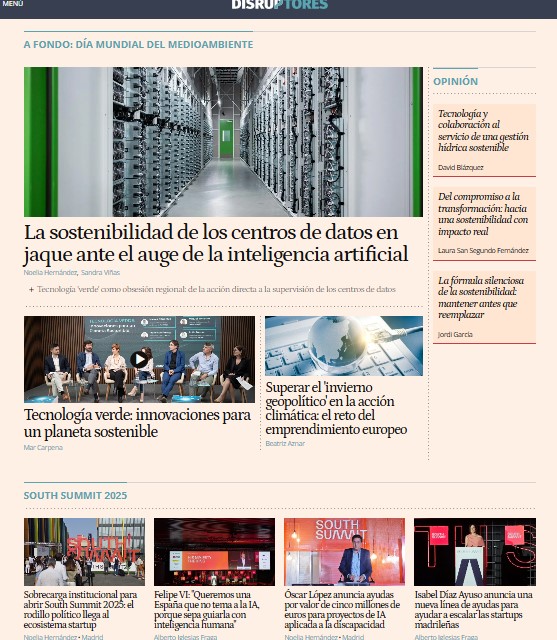 📰 Portada especial por el Día Mundial del #Medioambiente 🌎:
➡️ f.mtr.cool/dlahibldqa

🏢 Sostenibilidad de los centros de datos
➡️ elespanol.com/invertia/disru…
✍️ <a href="/NoeliaHn/">Noelia Hernández Nieto</a> y <a href="/Sandravmor/">Sandra V.</a> 

♻️ Mesa redonda sobre tecnología verde 
➡️ elespanol.com/invertia/disru…
✍️ <a href="/itxaso_2001/">Mar Carpena</a>