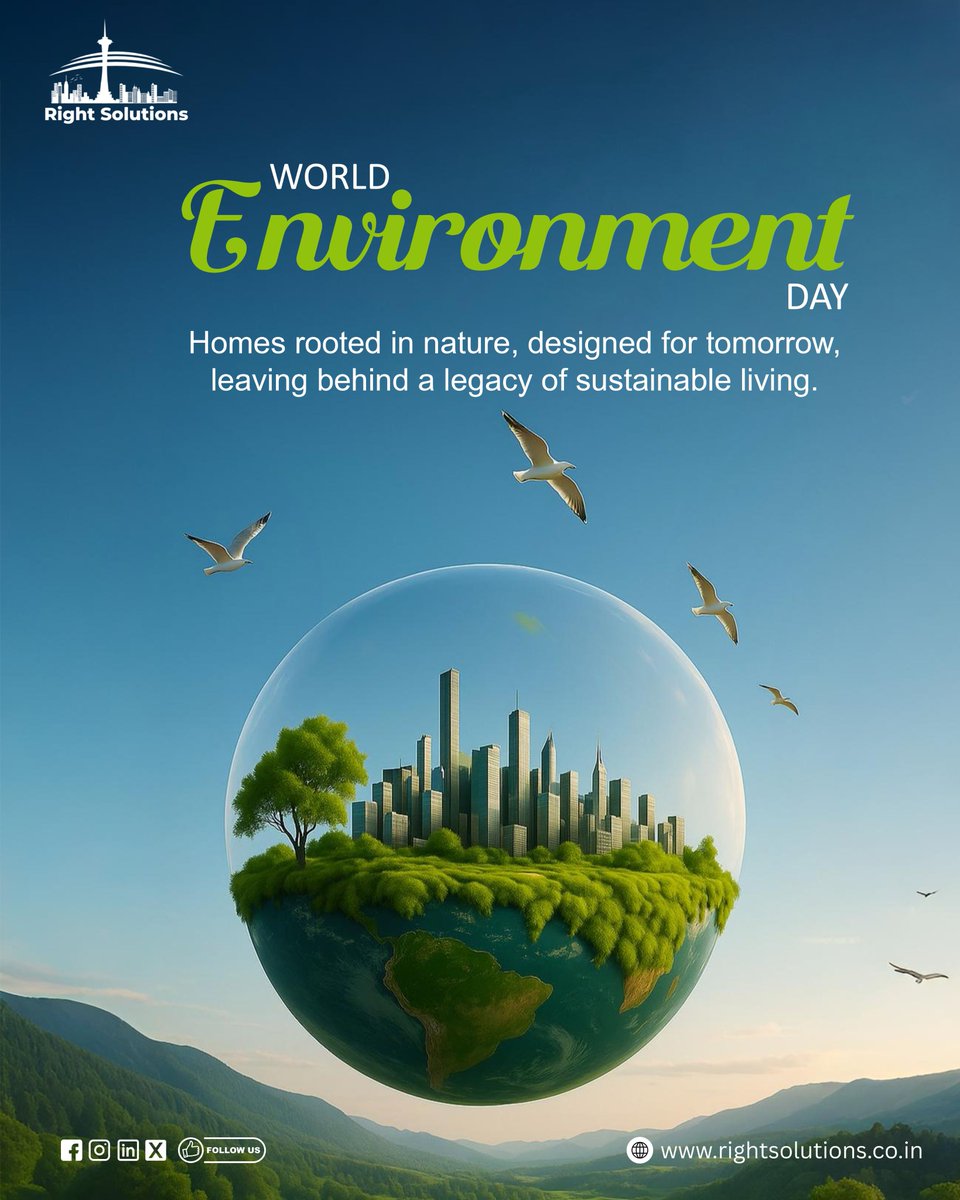 rightssolutions's tweet image. 🌍 Happy World Environment Day! 🌱
Today is a reminder that protecting our planet starts with the choices we make every day.
Homes thrive where nature breathes — and so do we. 🌿

#WorldEnvironmentDay #GoGreen #SustainableLiving #LoveTheEarth #RightSolutions #GreenRealEstate