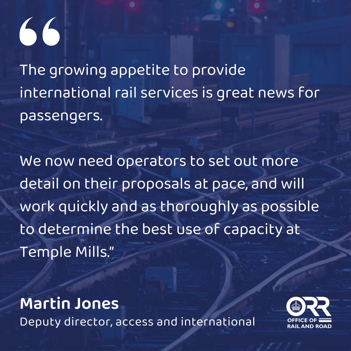 We've written this morning to Eurostar and applicants seeking to run cross-channel train services to set out next steps for access to Temple Mills International depot.

Access to depot capacity is crucial for providing more international services ⬇

orr.gov.uk/search-news/mo…