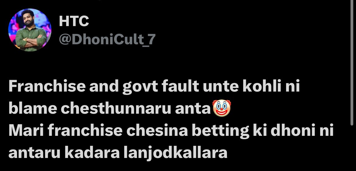 Ippatinunchi Dhoni ni Fixer ante Kohli ni k!ller andham. 
What a Tweet  <a href="/DhoniCult_7/">HTC</a> 🙌🏻