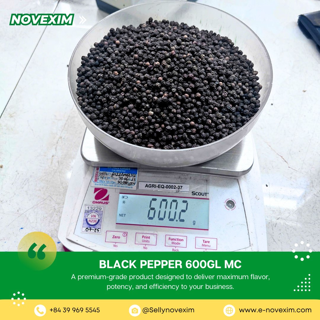 Novemberimpexp's tweet photo. 𝐁𝐥𝐚𝐜𝐤 𝐏𝐞𝐩𝐩𝐞𝐫 𝟔𝟎𝟎 𝐆𝐋 𝐌𝐂
Responsibly sourced from Vietnam’s top pepper-growing regions: Binh Duong, Dak Nong, Phu Quoc, and Gia Lai. https://t.co/s7QYUHFKud