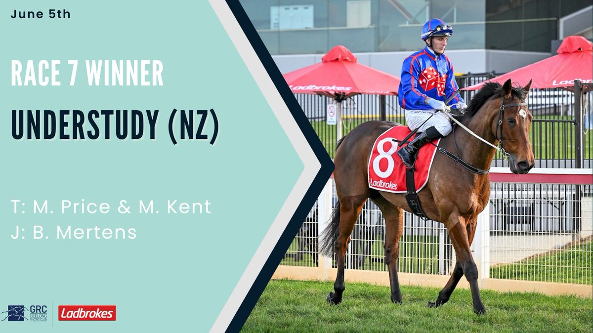 Geelong Racing Club (@geelongraceclub) on Twitter photo Race 7 Mirnee Electrical Solutions Winner - UNDERSTUDY (NZ) T: <a href="/MickPriceRacing/">Price Kent Racing</a> J: <a href="/beau_mertens/">Beau Mertens</a> Race 7 Mirnee Electrical Solutions Winner - UNDERSTUDY (NZ) T: <a href="/MickPriceRacing/">Price Kent Racing</a> J: <a href="/beau_mertens/">Beau Mertens</a>