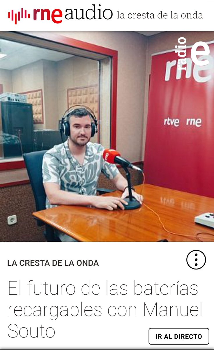 RAICEX (@raicex_es) on Twitter photo 🎙¡Nuevo episodio de <a href="/crestadelaonda/">La Cresta de la Onda</a> en RNE!
Hablamos del futuro de las baterías recargables con <a href="/SoutoManel/">Manuel Souto</a>, investigador en @CiQUS de la Universidade de Santiago de Compostela
🔬Nuevos materiales electroactivos y sostenibilidad energética
👉 tinyurl.com/3uanf6js 🎙¡Nuevo episodio de <a href="/crestadelaonda/">La Cresta de la Onda</a> en RNE!
Hablamos del futuro de las baterías recargables con <a href="/SoutoManel/">Manuel Souto</a>, investigador en @CiQUS de la Universidade de Santiago de Compostela
🔬Nuevos materiales electroactivos y sostenibilidad energética
👉 tinyurl.com/3uanf6js