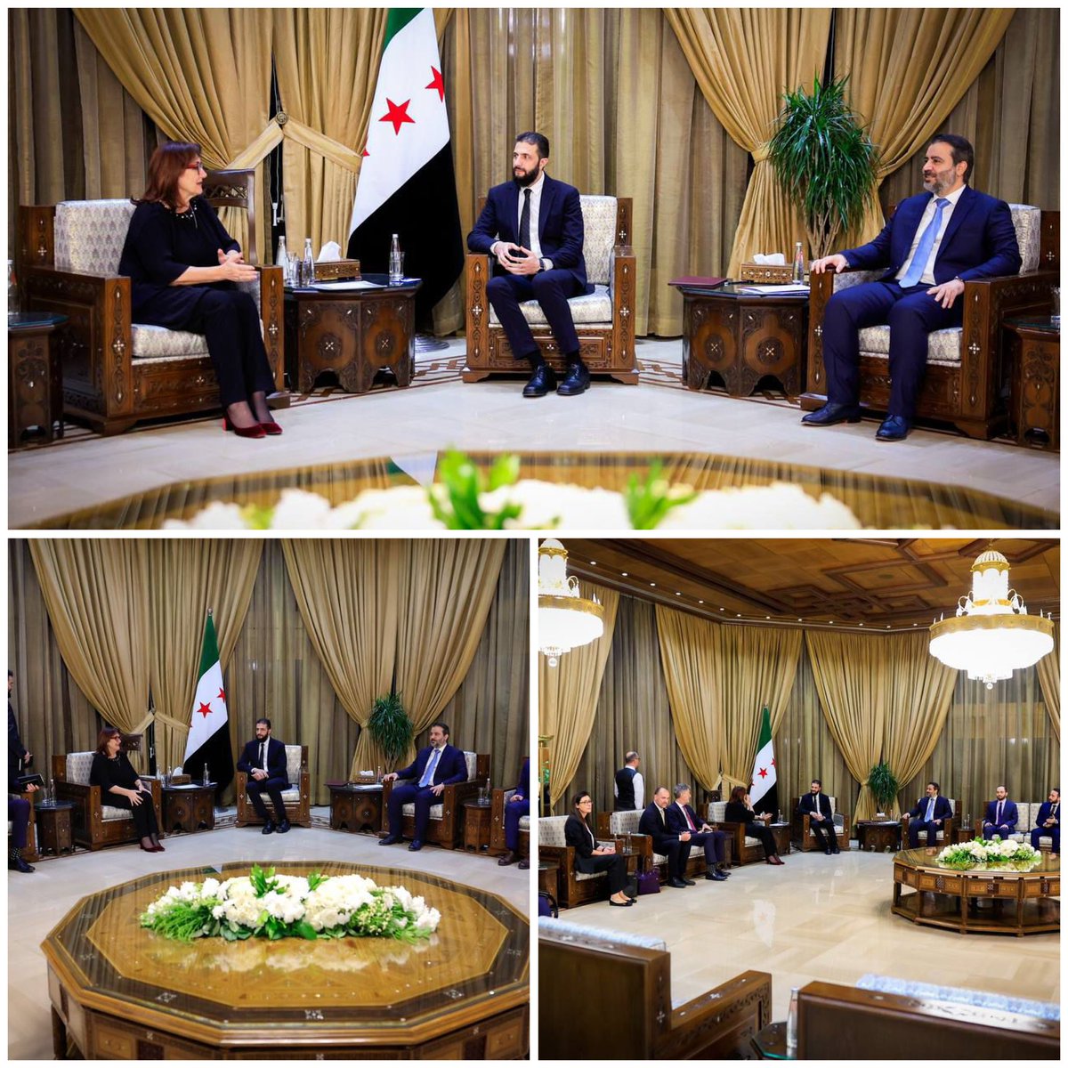 Constructive meeting with President Ahmad Al-Sharaa in Damascus.

🔸 Syria’s reintegration into 🇪🇺’s Southern Neighbourhood &amp; involvement in the New Pact for the Mediterranean

🔸 Plans for transition and recovery with EU stepping up its assistance

🔸 EU’s commitment remains