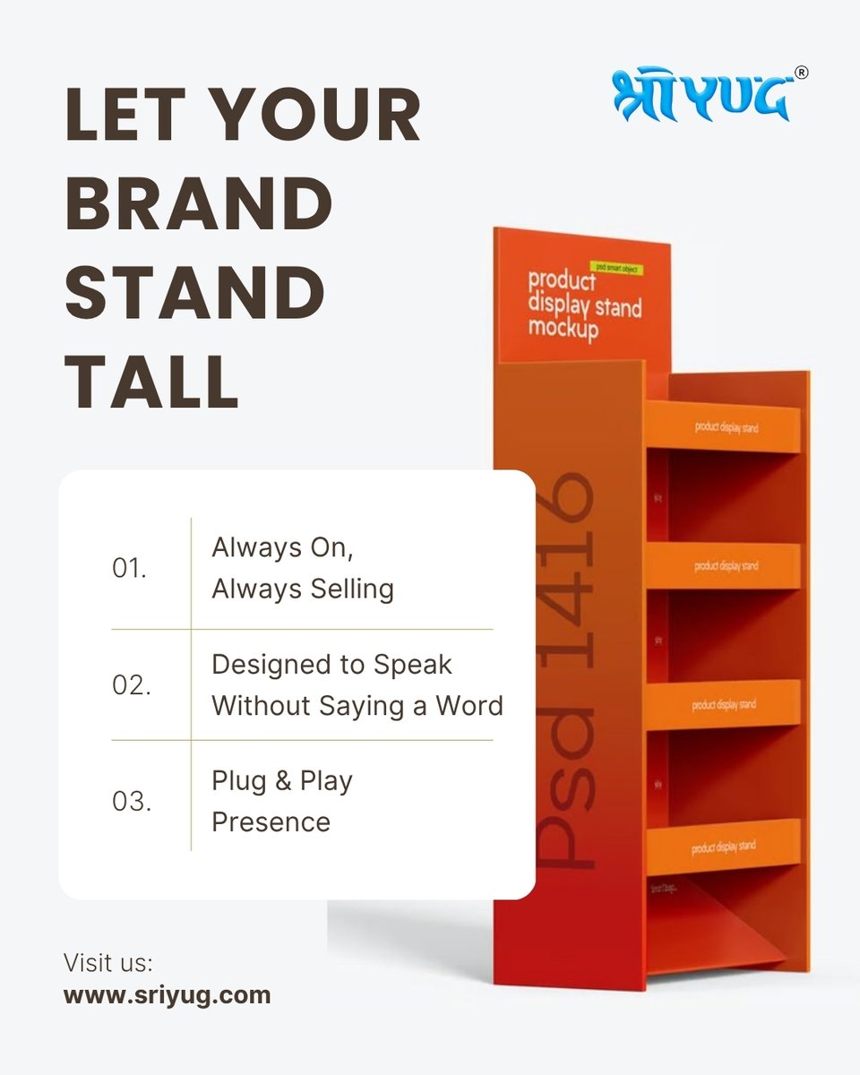 sriyug's tweet photo. Not just another product on the shelf.
Let it own the space it deserves. We make sure your brand stands tall every time.

[ Promotional Display Solutions, Custom Retail Displays, Product Floor Stands, Countertop Display Units, Eco-Friendly Food Packaging ] https://t.co/aGUWwaF9hn