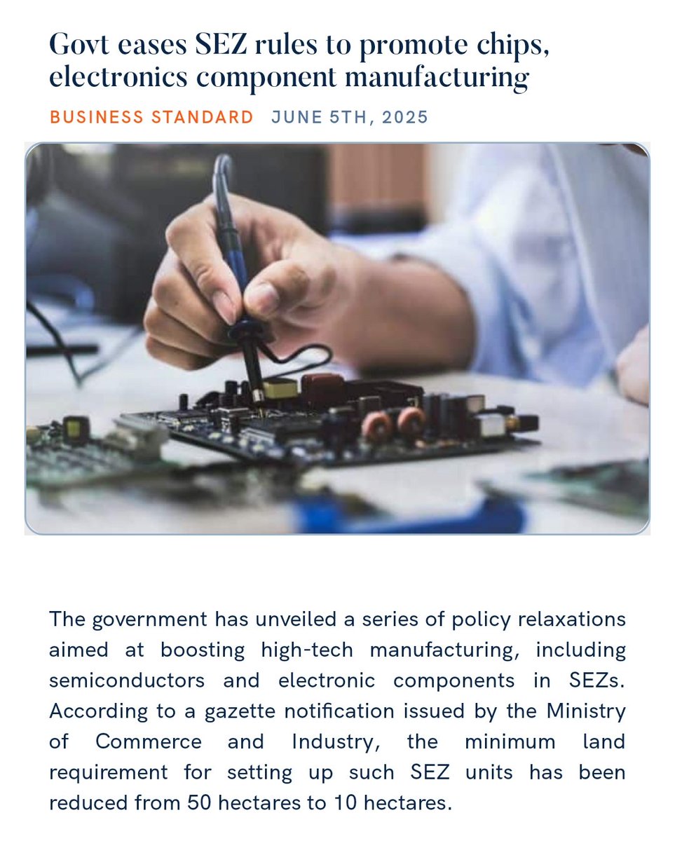 Govt eases SEZ rules to promote chips, electronics component manufacturing
business-standard.com/economy/news/g… 

via NaMo App