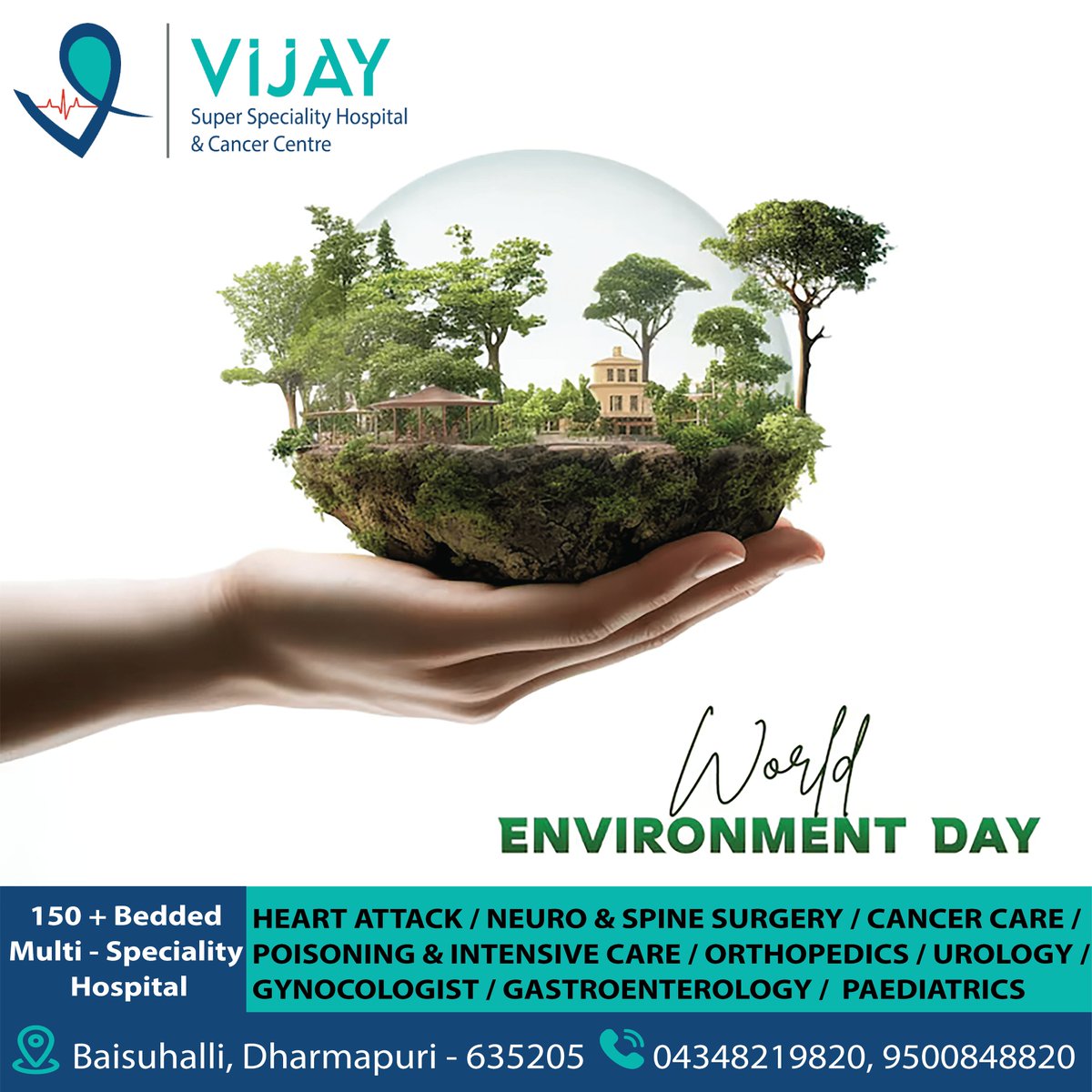 vsshcc's tweet photo. 🌍 World Environment Day 2025
“Our Planet, Our Responsibility.” 💚

At Vijay Super Speciality Hospital &amp; Cancer Centre, we believe that a healthy environment is essential for a healthy life

#WorldEnvironmentDay #GreenHospital #HealthyPlanetHealthyLife #VijayHospital #EcoFriendly https://t.co/EUN5TNSspb
