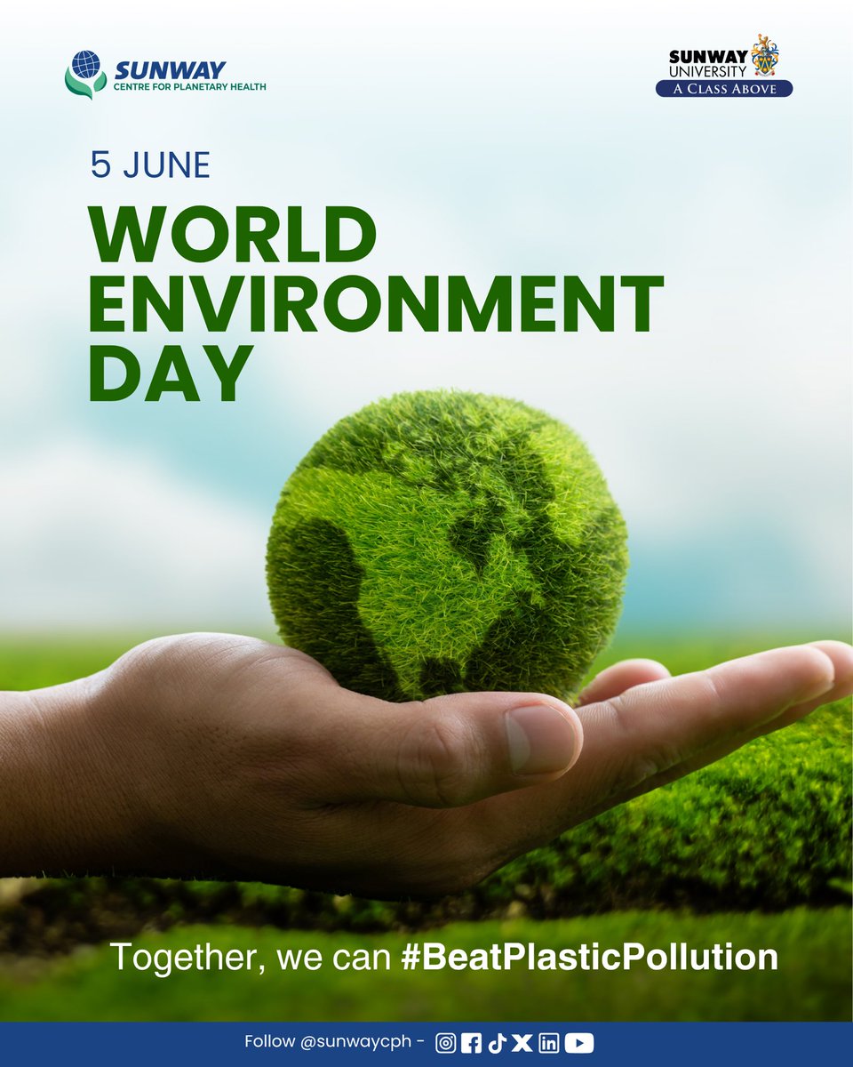 Sunway Centre for Planetary Health (@sunwaycph) on Twitter photo ๐๐ A reminder to protect our safe havenโour planet.This ๐๐จ๐ซ๐ฅ๐ ๐๐ง๐ฏ๐ข๐ซ๐จ๐ง๐ฆ๐๐ง๐ญ ๐๐๐ฒ, we echo the call to end plastic pollution. With the global treaty in sight, itโs time to restore ecosystems and protect lifeโstarting with bold action today ๐ฑ ๐๐ A reminder to protect our safe havenโour planet.This ๐๐จ๐ซ๐ฅ๐ ๐๐ง๐ฏ๐ข๐ซ๐จ๐ง๐ฆ๐๐ง๐ญ ๐๐๐ฒ, we echo the call to end plastic pollution. With the global treaty in sight, itโs time to restore ecosystems and protect lifeโstarting with bold action today ๐ฑ