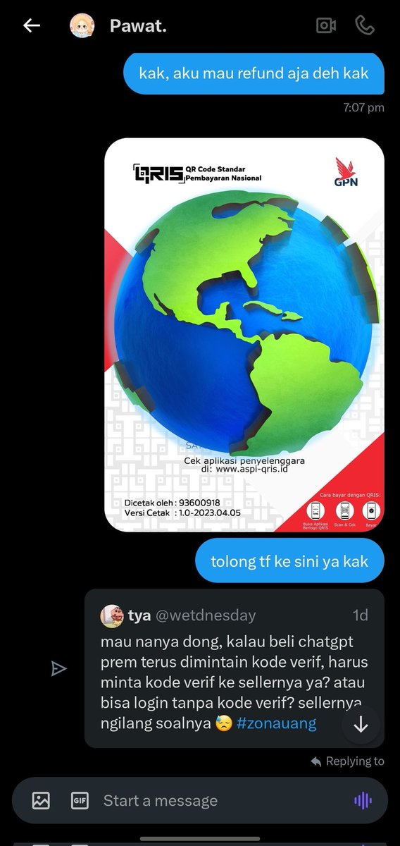 [HELP RT] ⚠️ PENIPU ⚠️

kronologi:
aku beli chatgpt premium di @ohmhpawat. ternyata, dari gpt-nya dimintain verif. @ohmhpawat ngasih solusi biar bisa login dan sempet ganti akun gptnya juga, tapi masih dimintain verif dari gpt-nya. setelah itu, dia ga bales dm– #zonauang