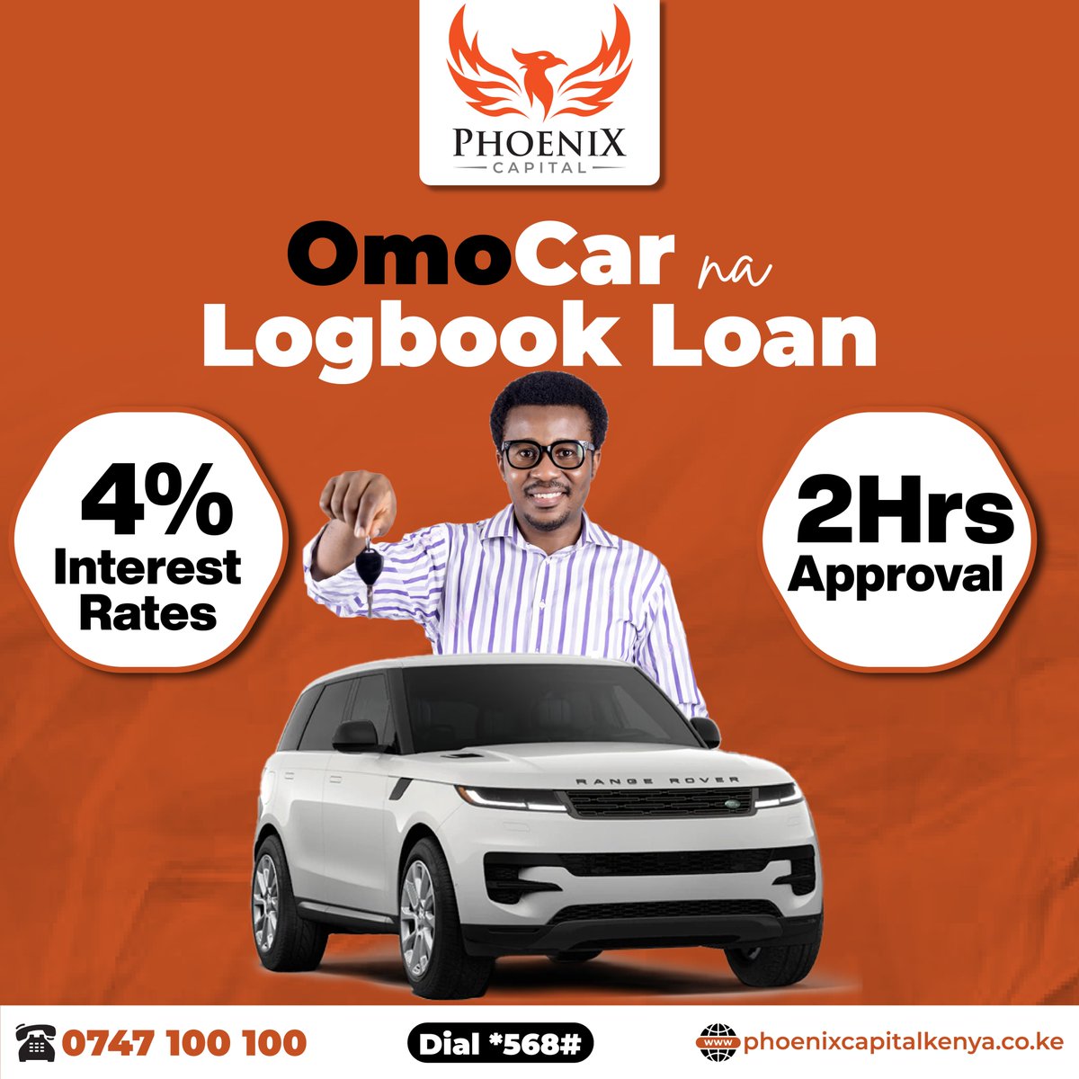 Turn your car into quick cash — keep driving, keep moving.

Apply now: phoenixcapitalkenya.co.ke/logbook-loan/

#LogbookLoans #SalaryAdvance #AsseFinancing #PhoenixCapital #AssetFinance #AffordableLoansForAll #InsuranceMatters