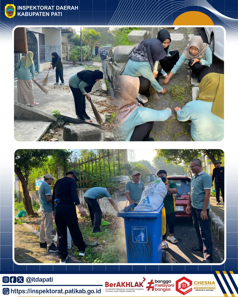 itdapati's tweet image. Kamis (05/06/2025), Inspektorat Daerah Kabupaten Pati melaksanakan kerja bakti di lingkungan kantor dalam rangka peringatan Hari Lingkungan Hidup Sedunia Tahun 2025.

#HariLingkunganHidup2025
#HariLingkunganHidupSedunia
#ASNBerAKHLAK
#BanggaMelayaniBangsa