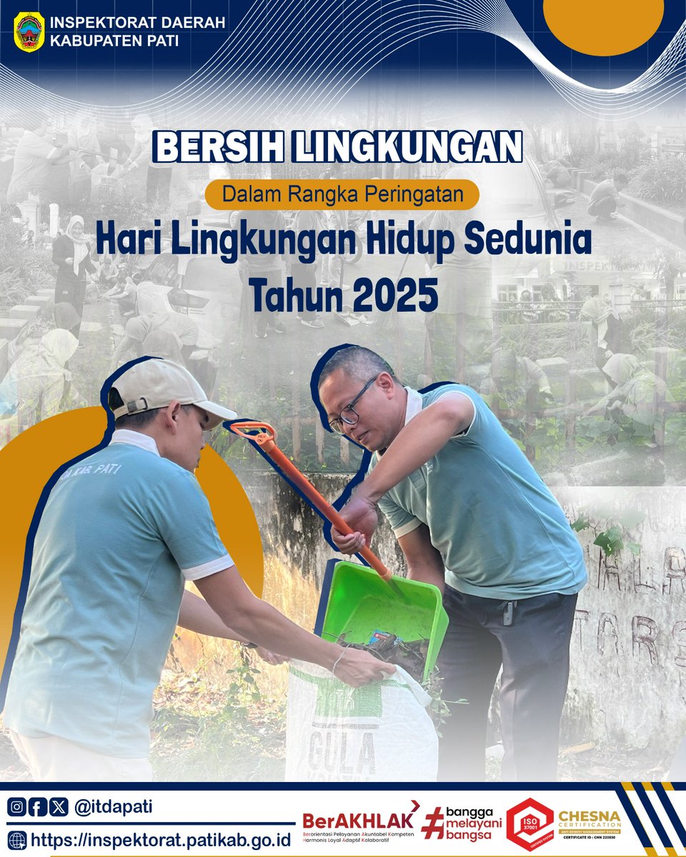 itdapati's tweet image. Kamis (05/06/2025), Inspektorat Daerah Kabupaten Pati melaksanakan kerja bakti di lingkungan kantor dalam rangka peringatan Hari Lingkungan Hidup Sedunia Tahun 2025.

#HariLingkunganHidup2025
#HariLingkunganHidupSedunia
#ASNBerAKHLAK
#BanggaMelayaniBangsa