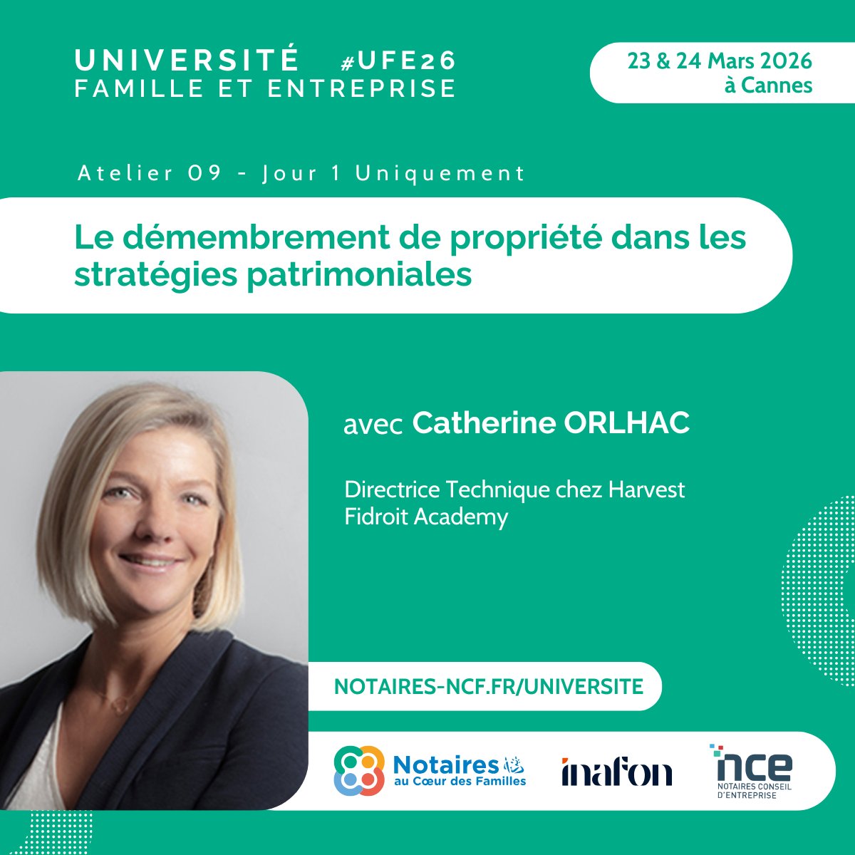 [UNIVERSITE FAMILLE &amp; ENTREPRISE 2026] #UFE26

✨ Atelier 09 : Le démembrement de propriété dans les stratégies patrimoniales  🚀

📆 23 &amp; 24 Mars 2026
📍 Hôtel Barrière Le Majestic &amp; Gray d'Albion à Cannes

#notaires #notaire