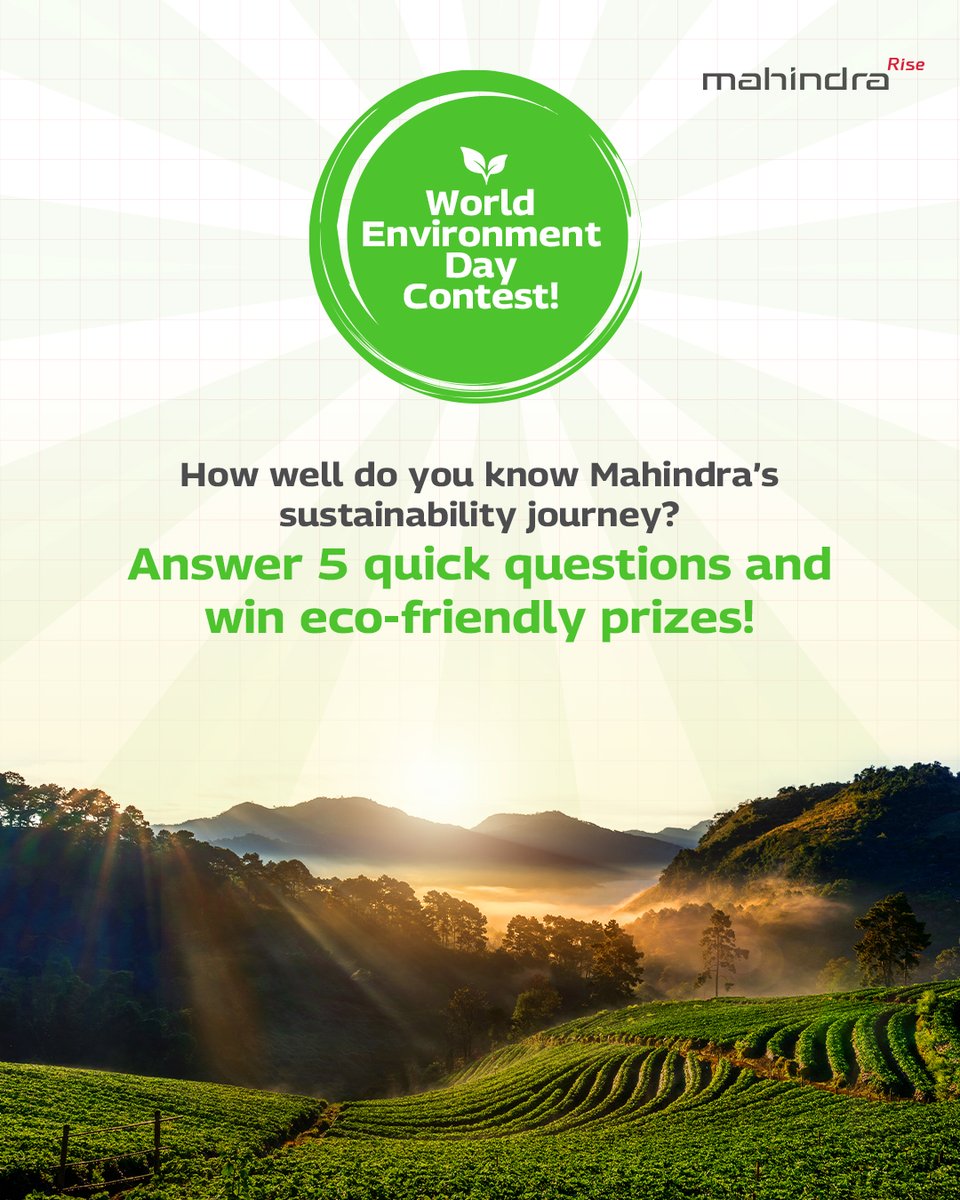 Every step toward sustainability tells a powerful story.
This #WorldEnvironmentDay, test how well you know Mahindra’s green journey.
Answer a few questions. Win exciting prizes.

The first question drops soon. Explore our carbon-neutral milestones to get quiz-ready -
