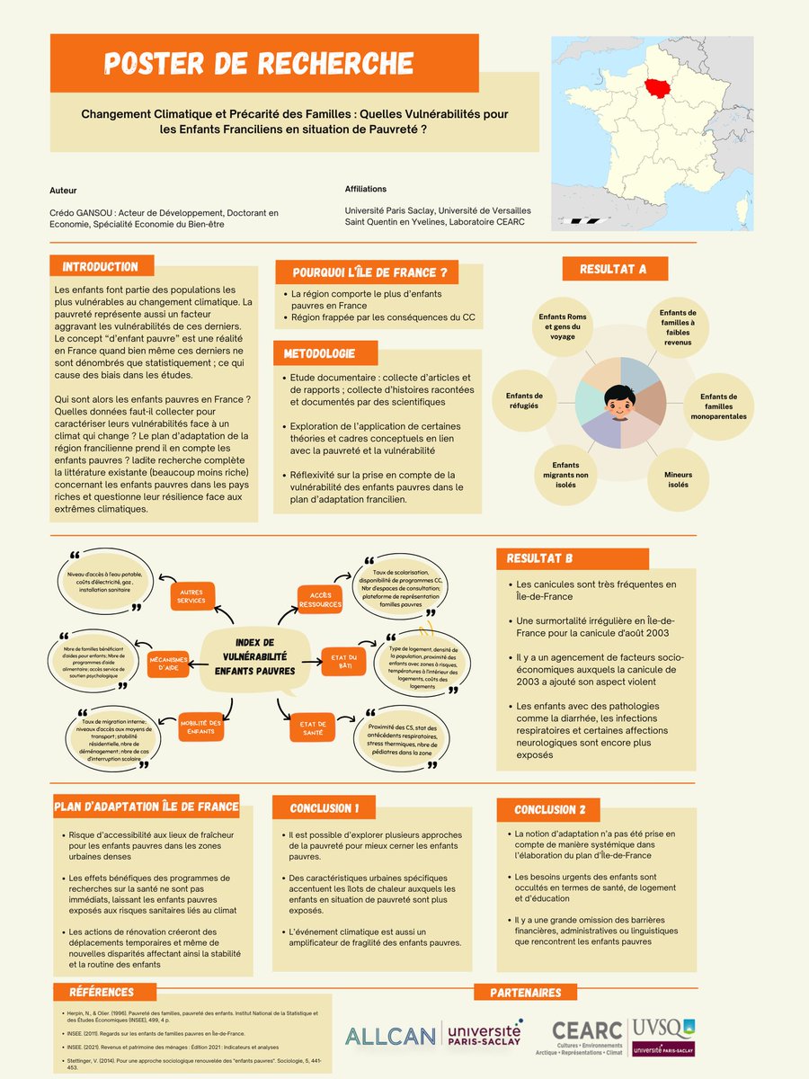Hâte de présenter bientôt les premiers résultats de mon travail à Laval au Canada🤗. Avec une approche interdisciplinaire, je cherche à améliorer les politiques climatiques des villes pour protéger les enfants et les familles défavorisés contre les changements climatiques.