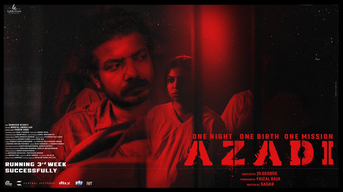 Jail-break Thriller from Mollywood after SwathanthryamArdharathriyil...    Leading distributors Central Pictures presents #Azadi .   Directed by Jo George.   Produced by #FaizalRaja under the banner of #LittleCrewProduction.    May 23 release.   #azadi