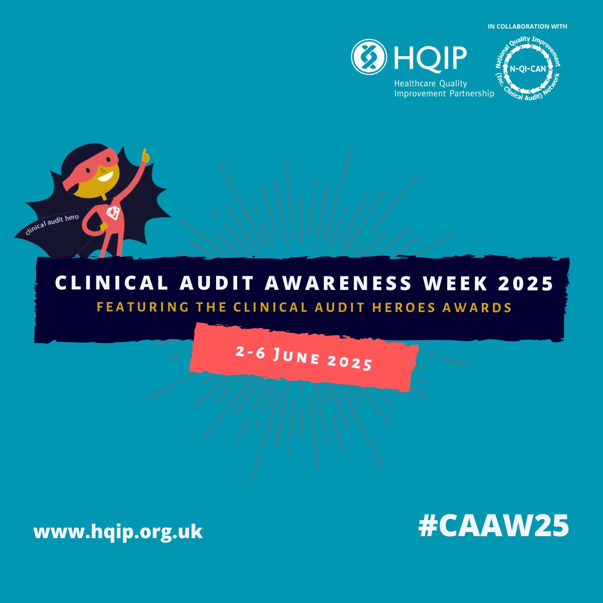 To wrap up #CAAW25 HQIP are celebrating their Clinical Audit Heroes Commendation Awards, with presentations by winning projects. Join the webinar tomorrow from  10–11am. Register here: zurl.co/HrwhN